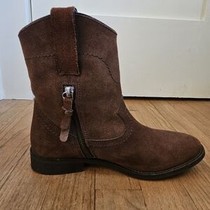 Boden Brown Suede Cowboy Booties